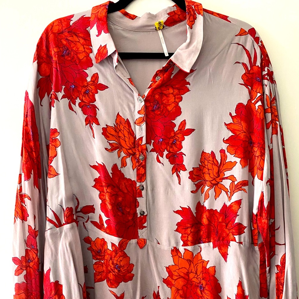 Free People Long sleeve, tiered dress